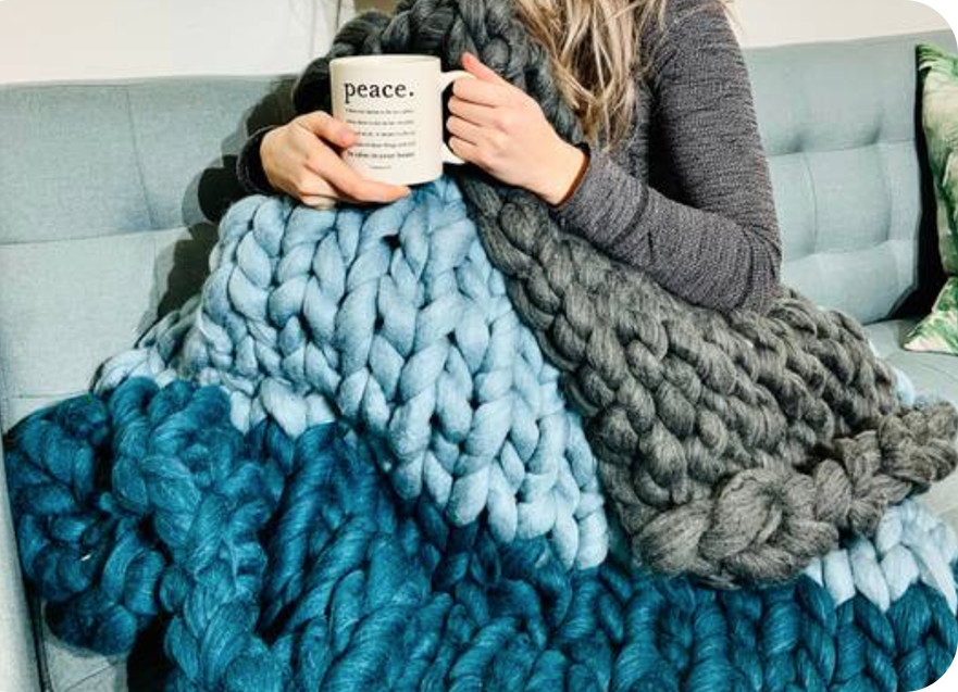 DIY KNIT Kit, KIT for Chunky Knit Blanket, Giant Knitting Needles