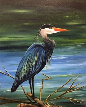 Proud Heron painting by Karren Ryan