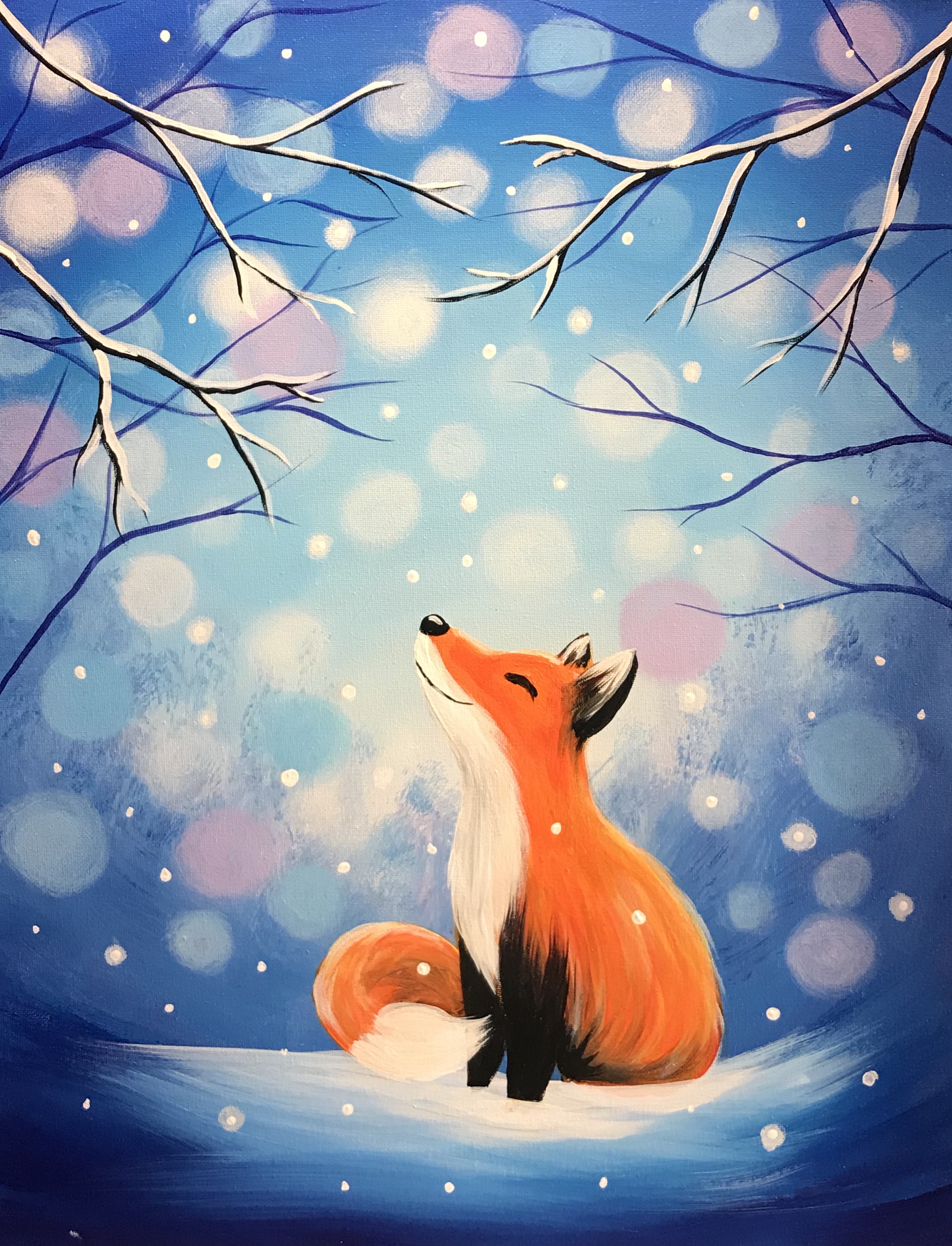 Snow Fox Given painting by Carmen Maciboric