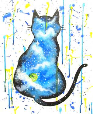 Galaxy Cat Splash painting by Christen Mulder