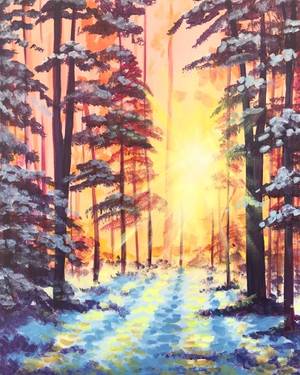 Winter Forest Sunrise painting