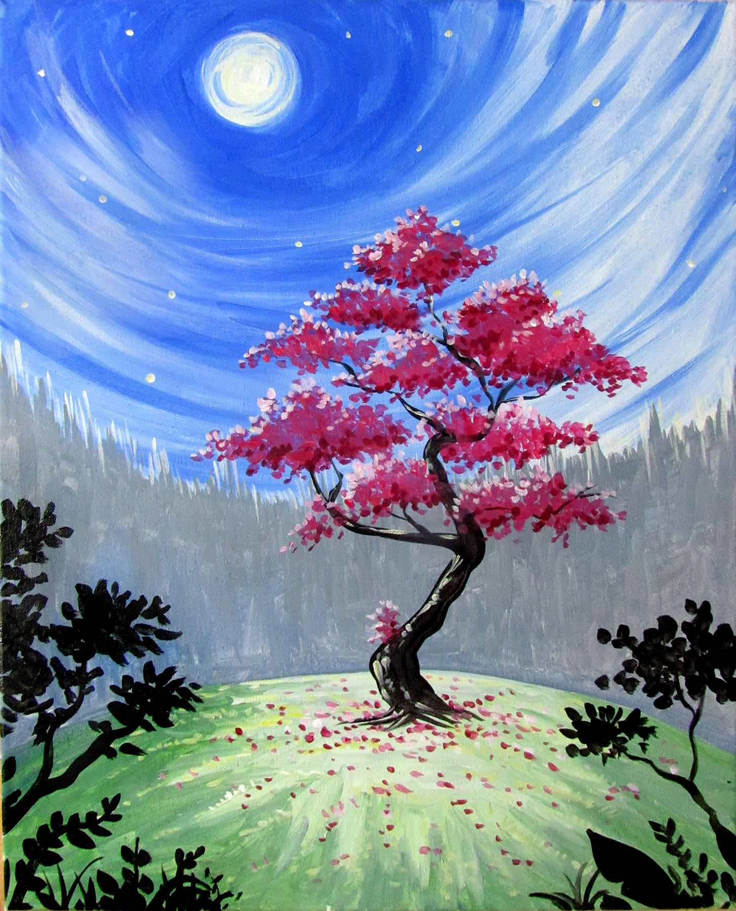 Mystical Red Tree at Camelot at the Holy Grail - Paint Nite Events