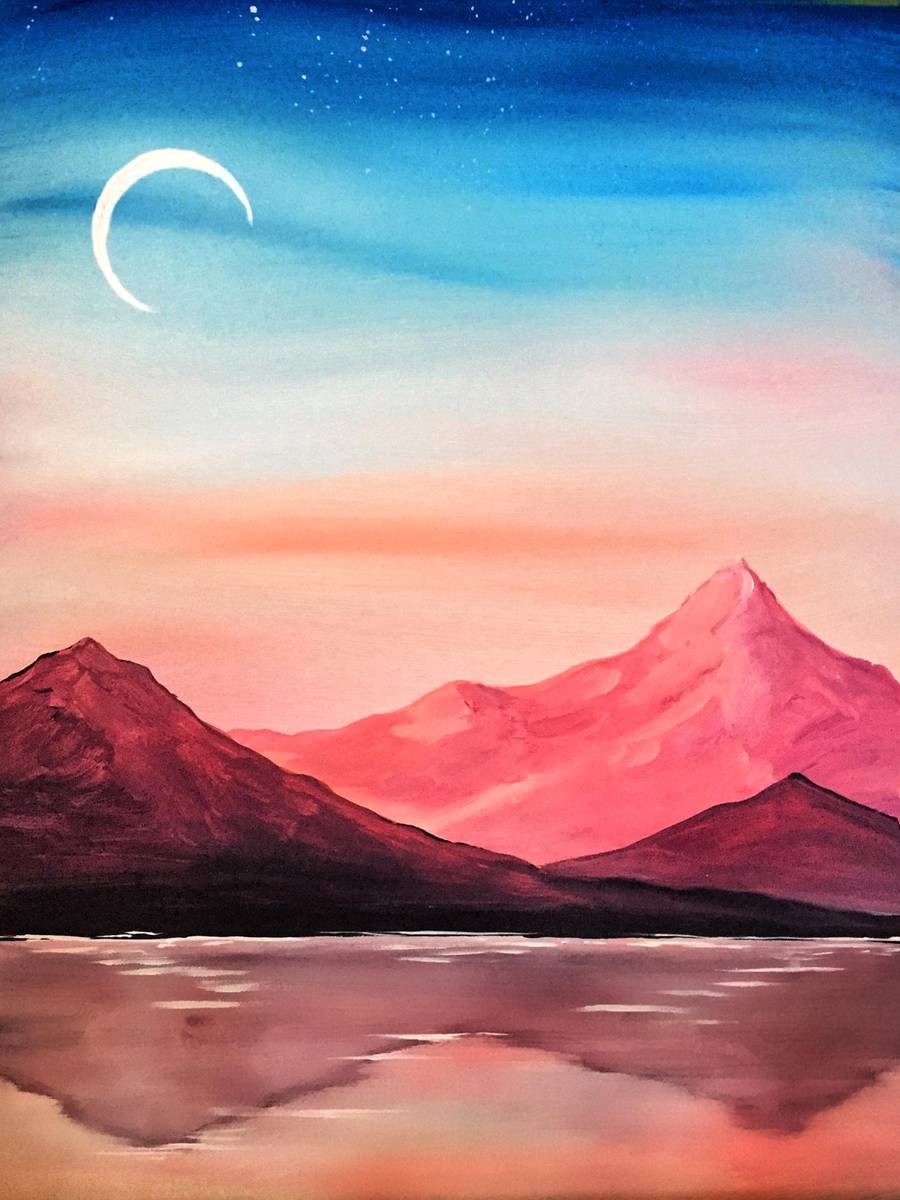 Paint Nite Mighty Mountain Sunset in Saint UT