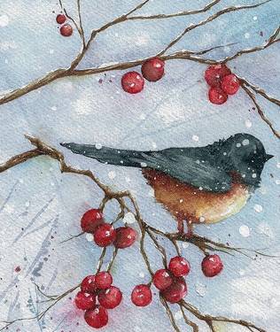 On Demand: WATERCOLOR Little Bird in snow with Ghazaleh Naderian