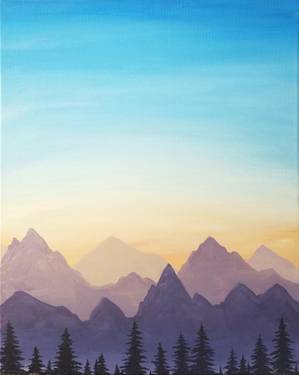 A Mountain Majesty Sunset paint nite project by Yaymaker