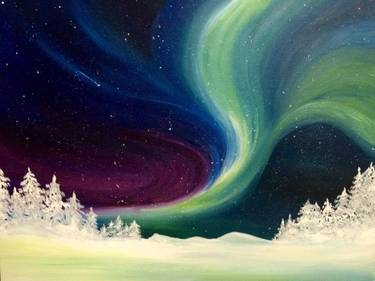 A Winter Bright Northern Lights paint nite project by Yaymaker