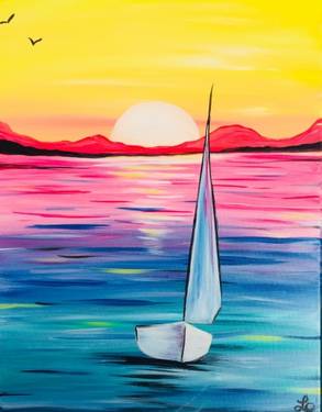 A Sailing Rainbow Seas paint nite project by Yaymaker