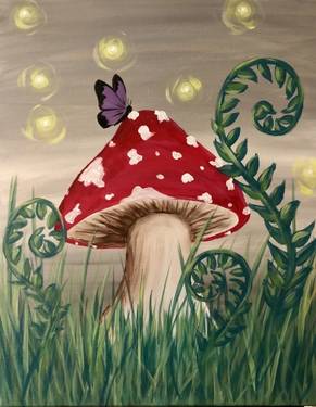 A Whimsical Mushroom Garden paint nite project by Yaymaker