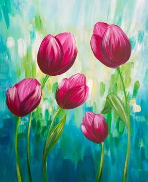 A Springtime Tulips paint nite project by Yaymaker