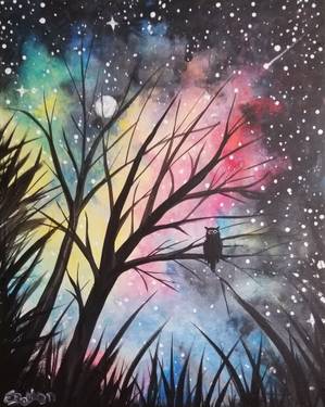 Howl Owl Galaxy - Paint and sip event at Club90 in Sandy , UT - PaintNite.com