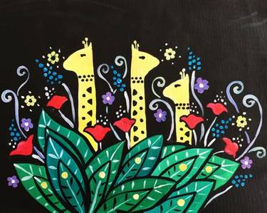 Folk Giraffes in Foliage - Paint Nite event in Chico, CA