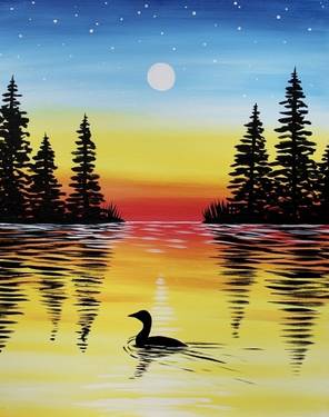 A Loon on the Lake paint nite project by Yaymaker