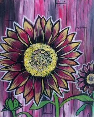 Rustic Ruby Red Sunflower - Paint and sip event at Ruby Tuesday in Norfolk, VA - PaintNite.com
