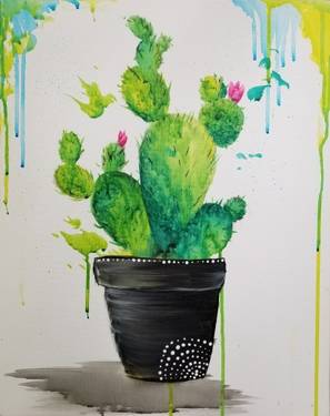 Splashy Cacti - Paint and sip event at Birchwood Grill in Kenosha, WI - PaintNite.com
