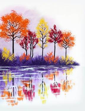 Fall Lake Reflection - Paint Nite event in Pittsburgh, PA