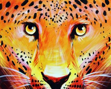 A Orange and Black Leopard paint nite project by Yaymaker