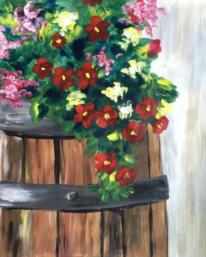 A Flower Barrel paint nite project by Yaymaker