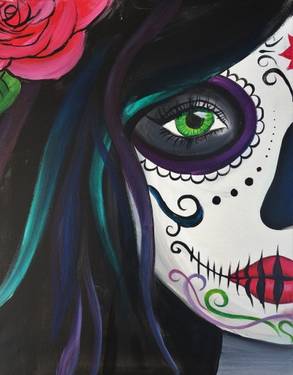 A Calavera Sugar Skull Babe paint nite project by Yaymaker