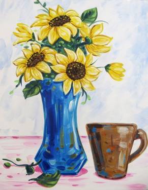 Sunflowers and Coffee - Paint Nite event in Moline, IL