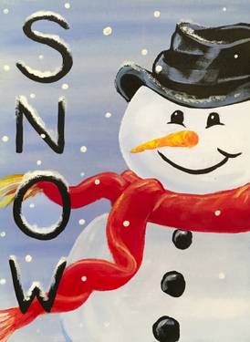 SNOWman with a red scarf - Paint and sip event at TGIFridays in MILLBURY, MA - PaintNite.com