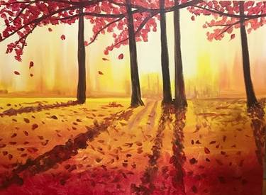 Fall Sunset in the Woods - Paint Nite event in Calgary, AB