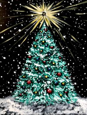 Christmas of White - Paint and sip event at Famoso Italian Pizzeria in Sherwood Park, AB - PaintNite.com