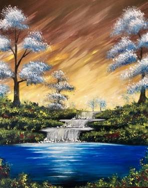 A Blue Waterfalls paint nite project by Yaymaker