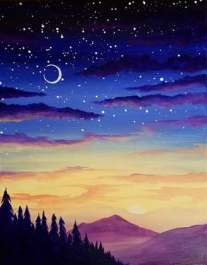 A Purple Mountain Nightfall paint nite project by Yaymaker