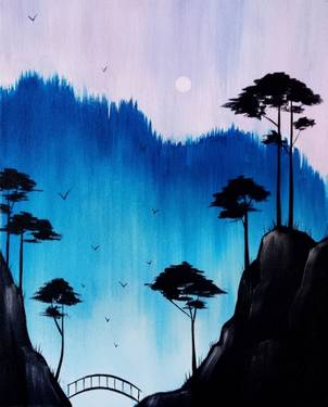 Bonsai Mountains - Paint Nite event in Brentwood, CA