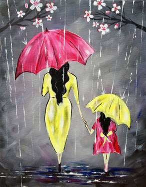 A Hold My Hand Through the Spring Rain Baby paint nite project by Yaymaker