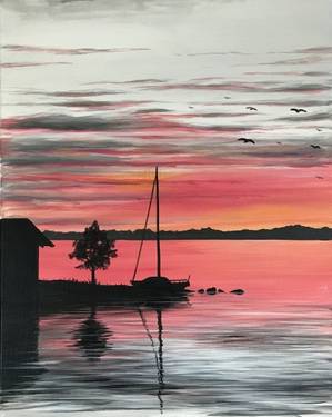 Late Evening Moorage - Paint Nite event in Woodland Hills, CA