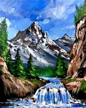 A Happy Mountains and Trees II paint nite project by Yaymaker