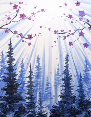 A Purple Blossoms Over Pines paint nite project by Yaymaker