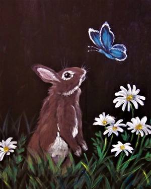 A Bunny Meets Butterfly paint nite project by Yaymaker