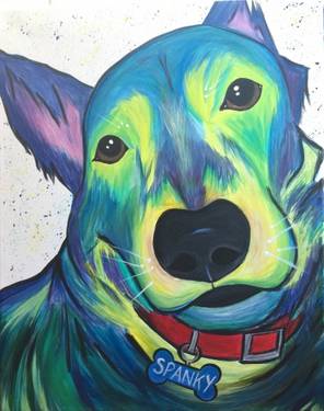 Psychedelic Color Paint My Pet with Custom Name Tag - Paint Nite event in Patchogue, NY