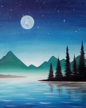 A Blue Summer Night paint nite project by Yaymaker