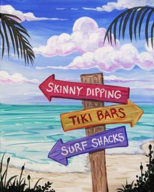 A Beach Signs paint nite project by Yaymaker