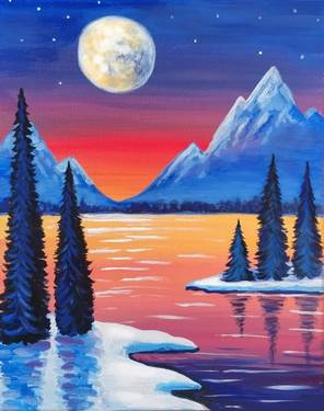 A Winter Calm Sunset paint nite project by Yaymaker