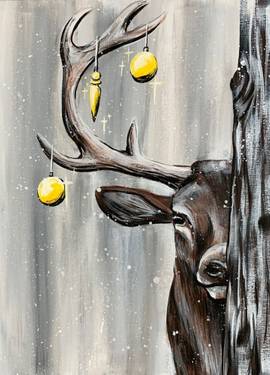 Christmas Winter Stag - Paint Nite event in Woodland Hills, CA