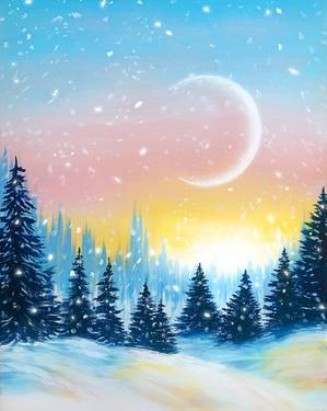 Snowy Sparkle Sunset - Paint and sip event at Freeman's Little New York - Fairview in Halifax , NS - PaintNite.com