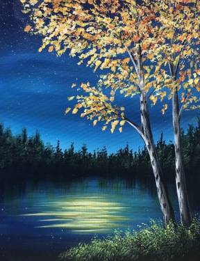 Dark Autumn Lake - Paint and sip event at Hilton Pasadena  in Pasadena , CA - PaintNite.com