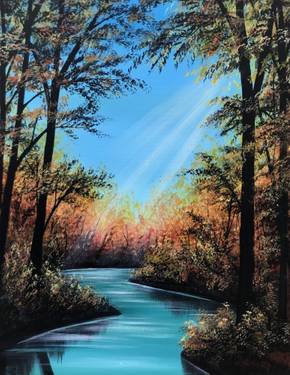 Autumn Forest Light - Paint and sip event at Great River Brewery in Davenport, IA - PaintNite.com