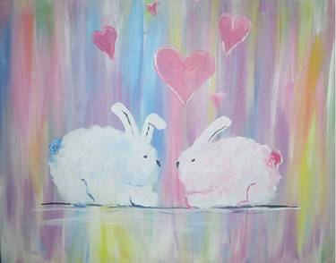 A Easter Love Bunnies paint nite project by Yaymaker