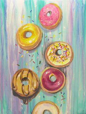 A Donut Worry Be Happy paint nite project by Yaymaker