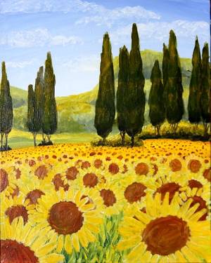 Sunflower Fields Forever - Paint and sip event at Hilton Pasadena  in Pasadena , CA - PaintNite.com