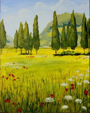 A Tuscany Summer Fields paint nite project by Yaymaker