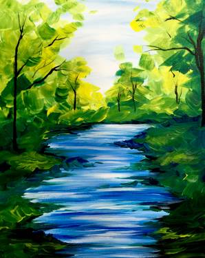 A Summer Stream paint nite project by Yaymaker