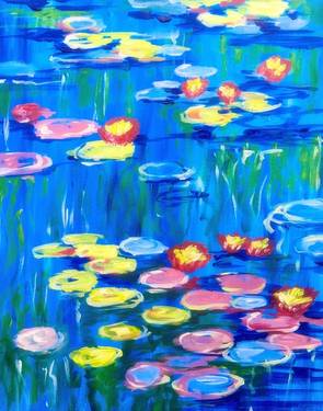 A Monets Vibrant Lily Pads paint nite project by Yaymaker