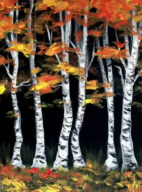 Birch Trees in Autumn - Paint Nite event in Galt, CA
