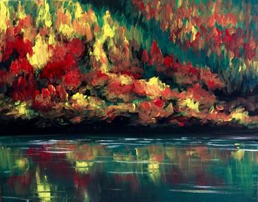 Autumn Forest Reflection - Paint and sip event at We Olive Pasadena in PASADENA, CA - PaintNite.com